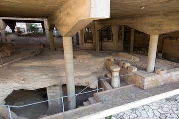 Ancient ruins from the time of Jesus at the Basilica of the Annunciation in Nazareth