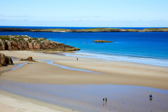 Durness -  (Scotland), UK - August 11, 2018: The beaches at Durness peninsula, Scotland, Highlands, United Kingdom