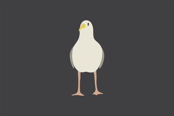Cartoon seagull. Cute Cartoon seagull, Vector illustration on a grey background. Drawing for children.
