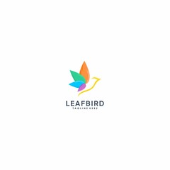 Fototapeta na wymiar Minimalist leaf bird logo design