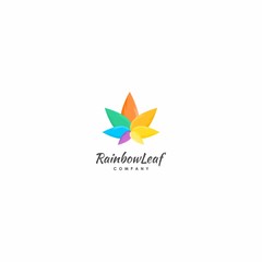 Fototapeta na wymiar Rainbow leaf modern logo design