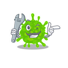 Obraz premium A picture of cool mechanic flaviviridae cartoon character design