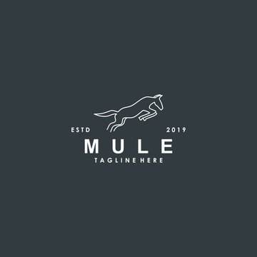 Minimalist line art mule logo design