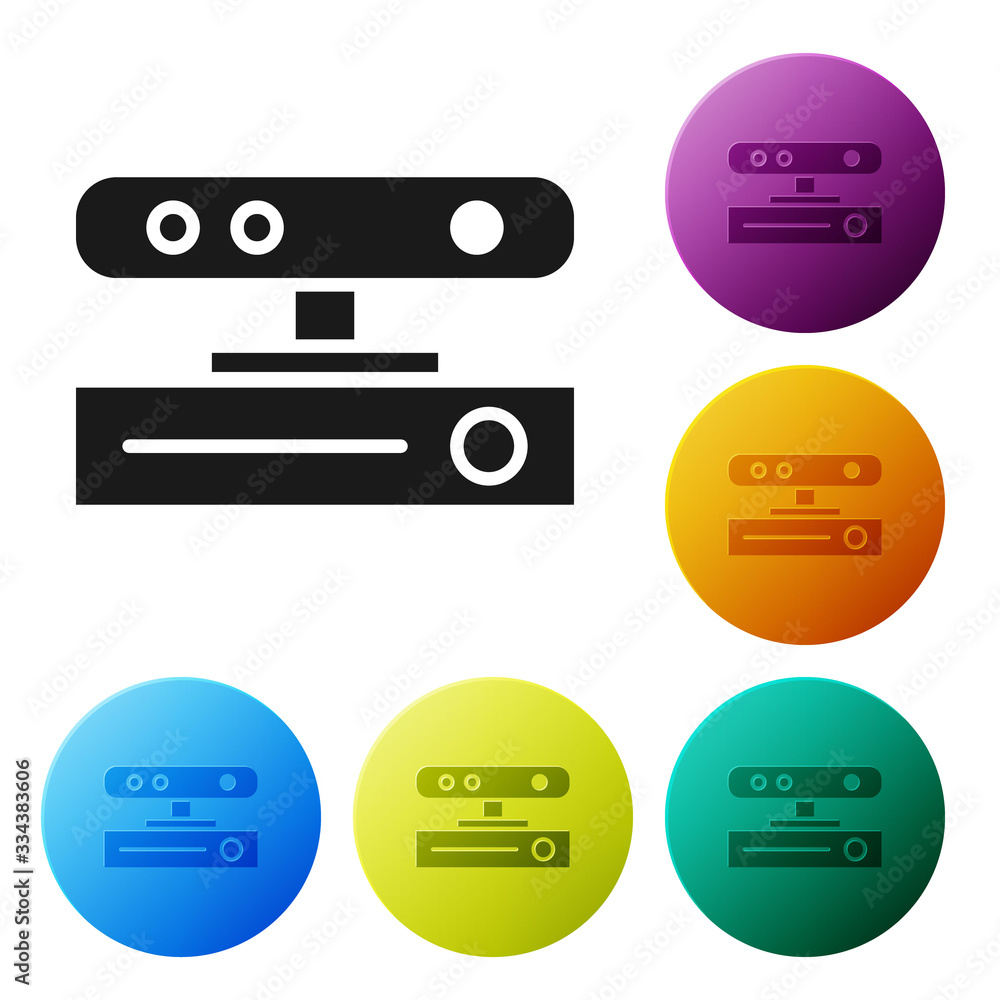 Poster black motion sensor icon isolated on white background. set icons in color circle buttons. vector ill