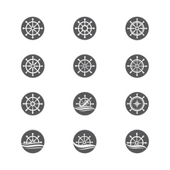 Ship wheel steering symbol vector icon