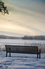 Naklejka premium bench in winter