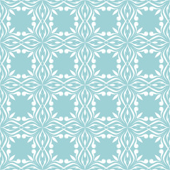 Naklejka na ściany i meble Floral seamless pattern. White flowers on blue background