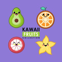 Cute fruits collection with flat style