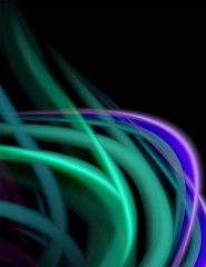 Silk smooth lines on black, liquid fluid color waves. Vector Illustration