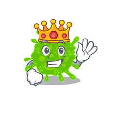 The Royal King of flaviviridae cartoon character design with crown