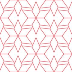 White and pink seamless pattern in oriental arabic style