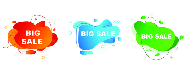 Set of abstract modern geometric graphic element banners. 
Dynamical colored forms and line with flowing liquid shapes. Template for the design of a logo, flyer or presentation - vector illustration