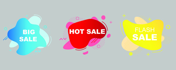 Set of abstract modern geometric graphic element banners. 
Dynamical colored forms and line with flowing liquid shapes. Template for the design of a logo, flyer or presentation - vector illustration