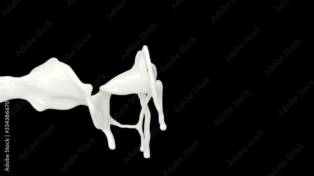 Poster close up slow motion milk cream splashing on air. include alpha channel. 3d animation.4k