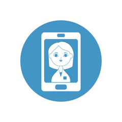 smartphone with doctor online on screen, block style
