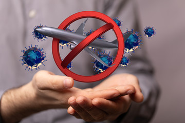 travel with plane prohibited warning sign