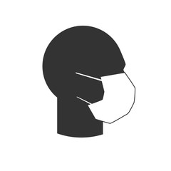 A man in medical mask isolated on white background. Abstract profile.  Vector illustration