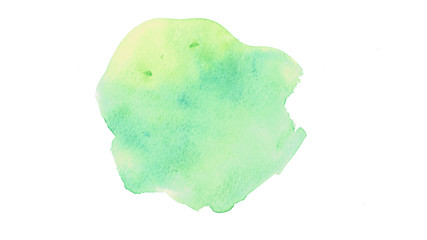 Green watercolor hand drawn isolated background