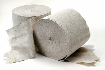 two rolls of toilet paper on the white background