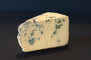 Close up of a piece of blue cheese