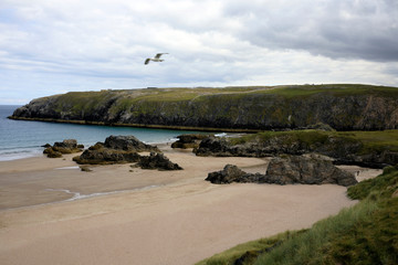 Durness -  (Scotland), UK - August 11, 2018: The beaches at Durness peninsula, Scotland, Highlands,...