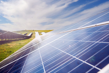 Solar power station with huge solar photovoltaic panels.