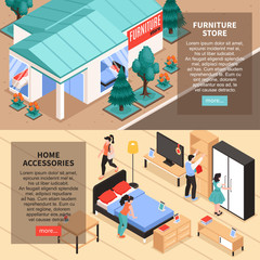 Furniture Store Isometric Banners 