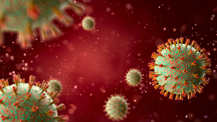 3D render bacteria virus, 3d render microbe. Infection and spread of coronavirus.