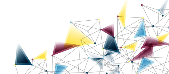 Line points connections, triangular technology design. Abstract geometric background