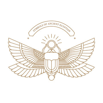 Vector illustration of the Egyptian scarab beetle, personifying the god Hepri.
