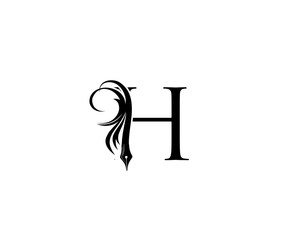 Luxury Pen H Letter Logo Icon
