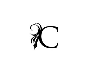 Luxury Pen C Letter Logo Icon