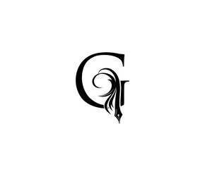 Luxury Pen G Letter Logo Icon