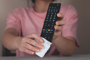 woman hand  remote control