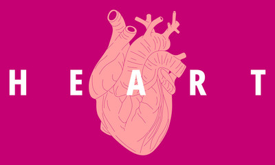 Illustration of easy-to-draw heart. Isolate background.