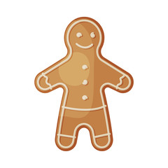 Gingerbread Man, Traditional Festive Cookie, Christmas and New Year Symbol Vector Illustration