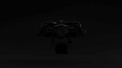 Black Large Engine Aircraft Black Background 3d illustration 3d render