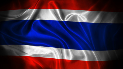 Close up waving flag of Thailand. National Thailand flag.