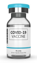 3d render of covid-19 vaccine vial over white