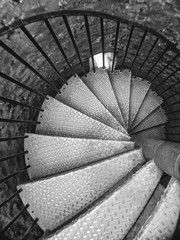 Sprial Staircase, looking down, black and white