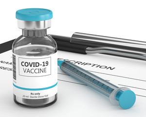 3d render of covid-19 vaccine vial and syringe