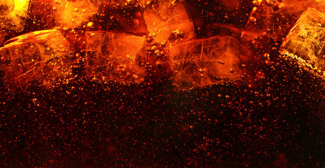 Fototapeta Detail of cola drink with ice cubes obraz