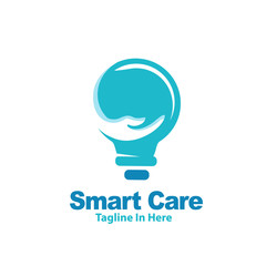 smart Hand care light bulb logo design inspiration
