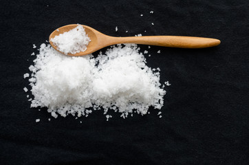 sea salt on a black background