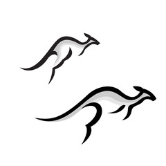 Abstract simple kangaroo jumping art logo design inspiration
