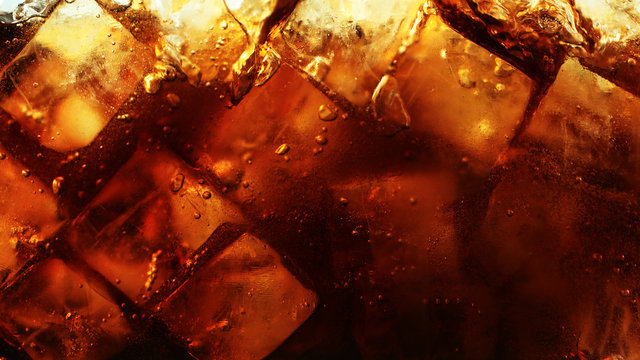 Detail Of Cola Drink With Ice Cubes