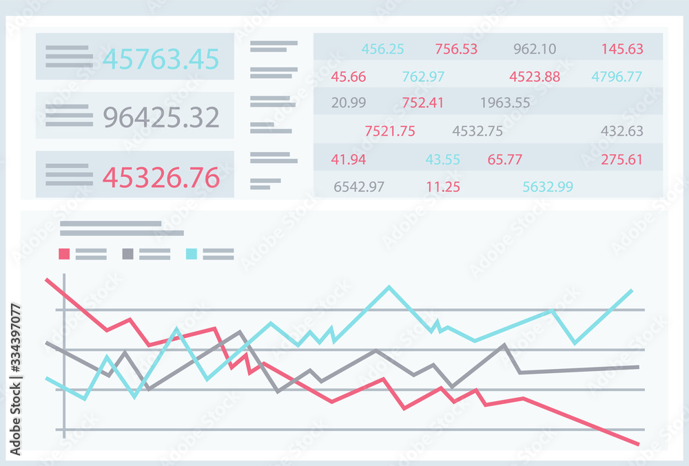 Aufkleber statistics and analysis, brokers graphics or chart and index numbers vector. statistical and analyti
