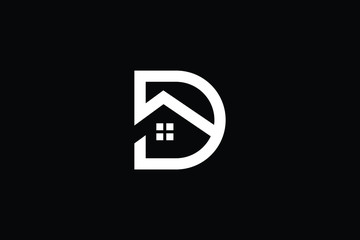 Logo design of D in vector for construction, home, real estate, building, property. Minimal awesome trendy professional logo design template on black background. - obrazy, fototapety, plakaty