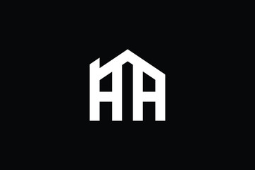 Logo design of HH AA in vector for construction, home, real estate, building, property. Minimal awesome trendy professional logo design template on black background.