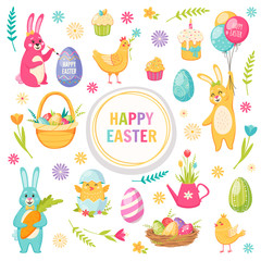 Happy Easter Cartoon Set